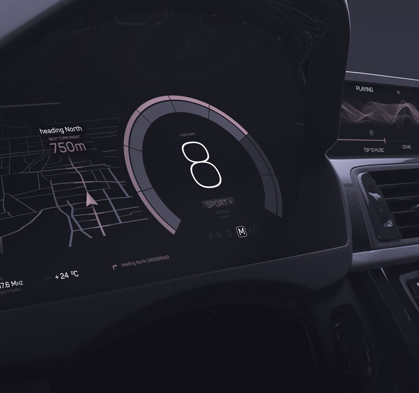 Painel de carro esportivo